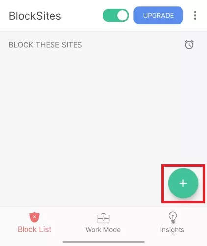 blocksite app interface on android
