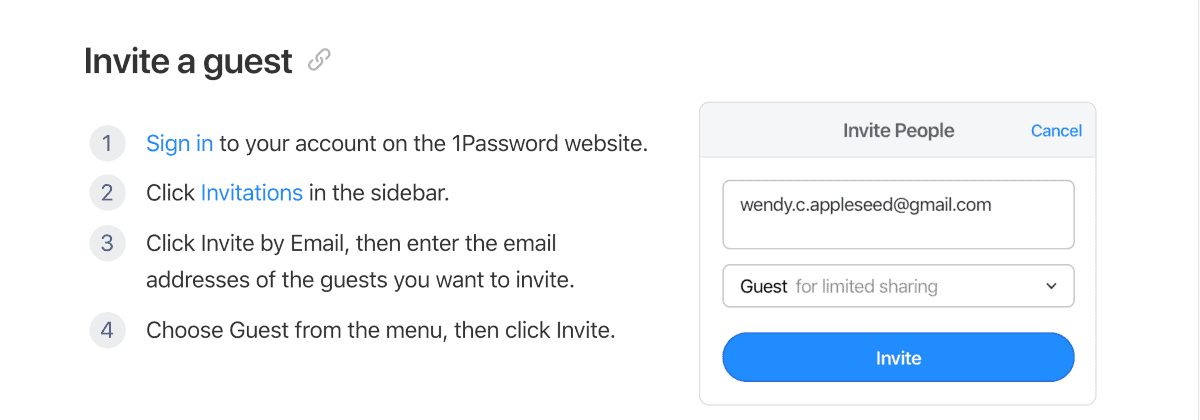 1password lets you invite other users