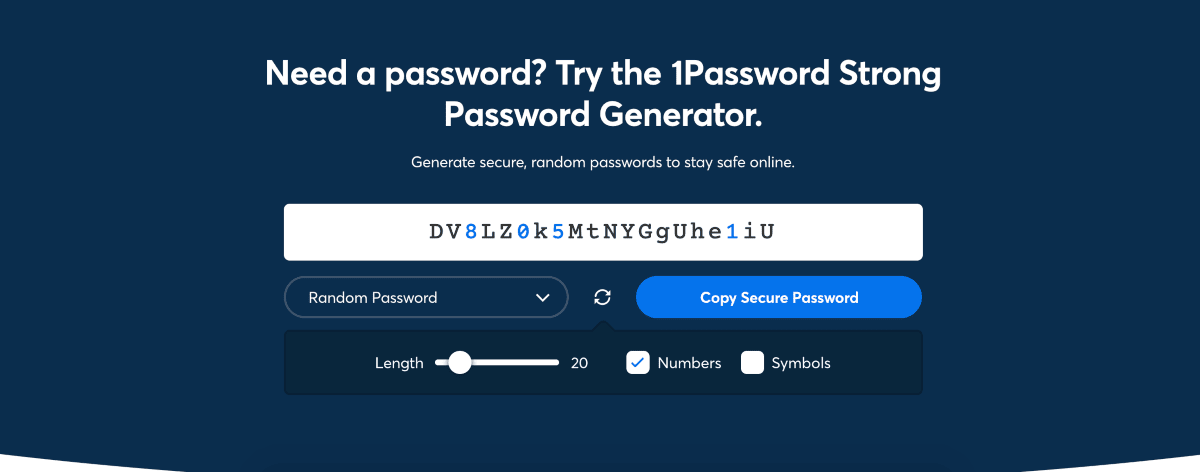 1password helps you to generate password