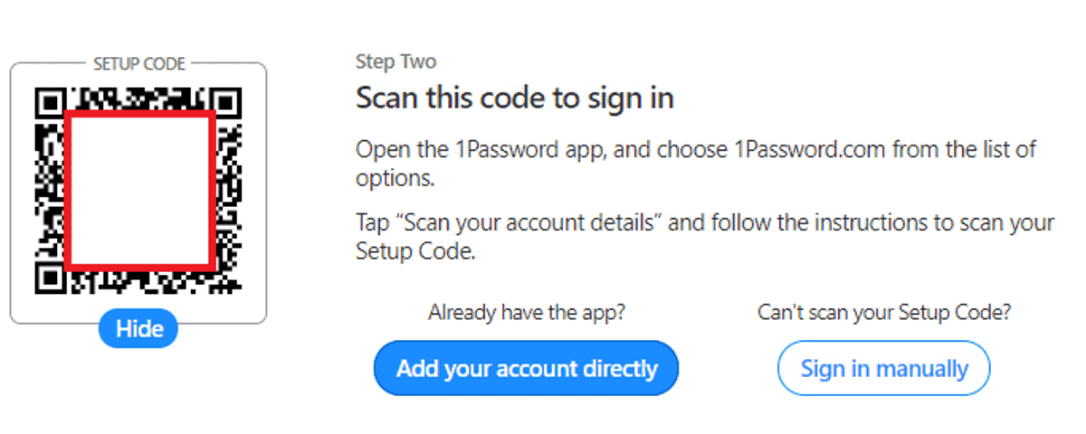 1password allows scanning QR code to login