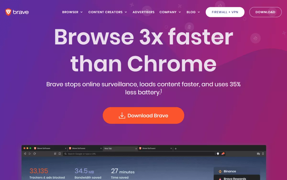 brave browser homepage