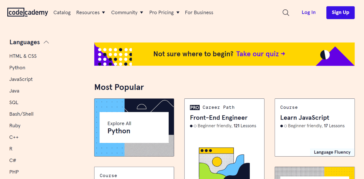 codecademy homepage