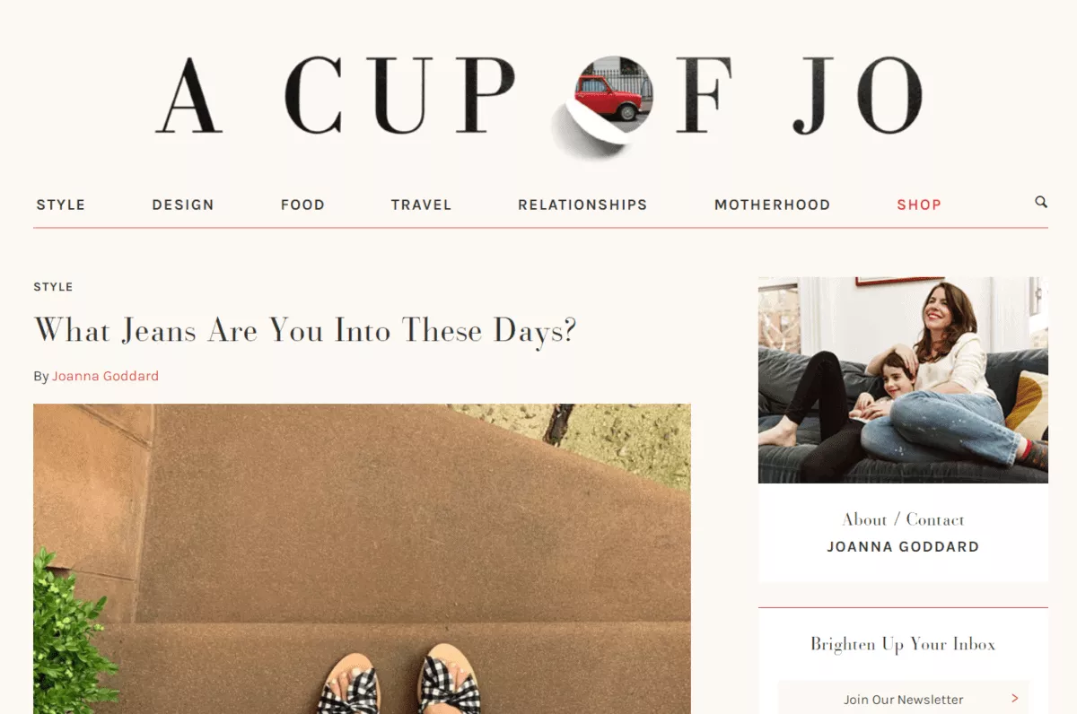 cup of jo homepage