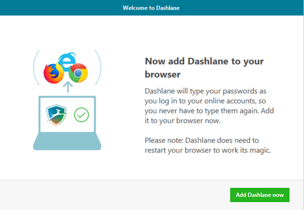 dashlane prompts to download browser extension