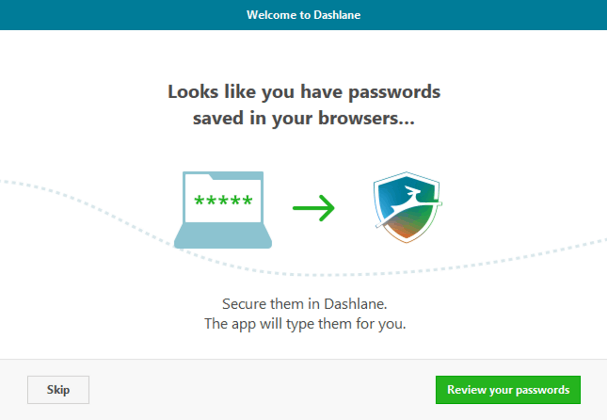 dashlane detects saved password in browsers