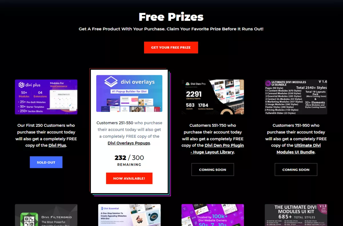 divi black friday 2021 get free prizes for every purchase