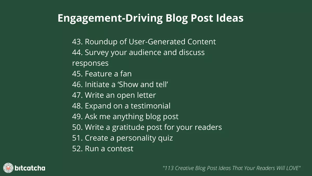 list of 10 engagement driving blog post ideas