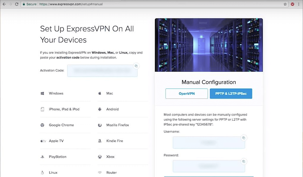 expressvpn configuration page