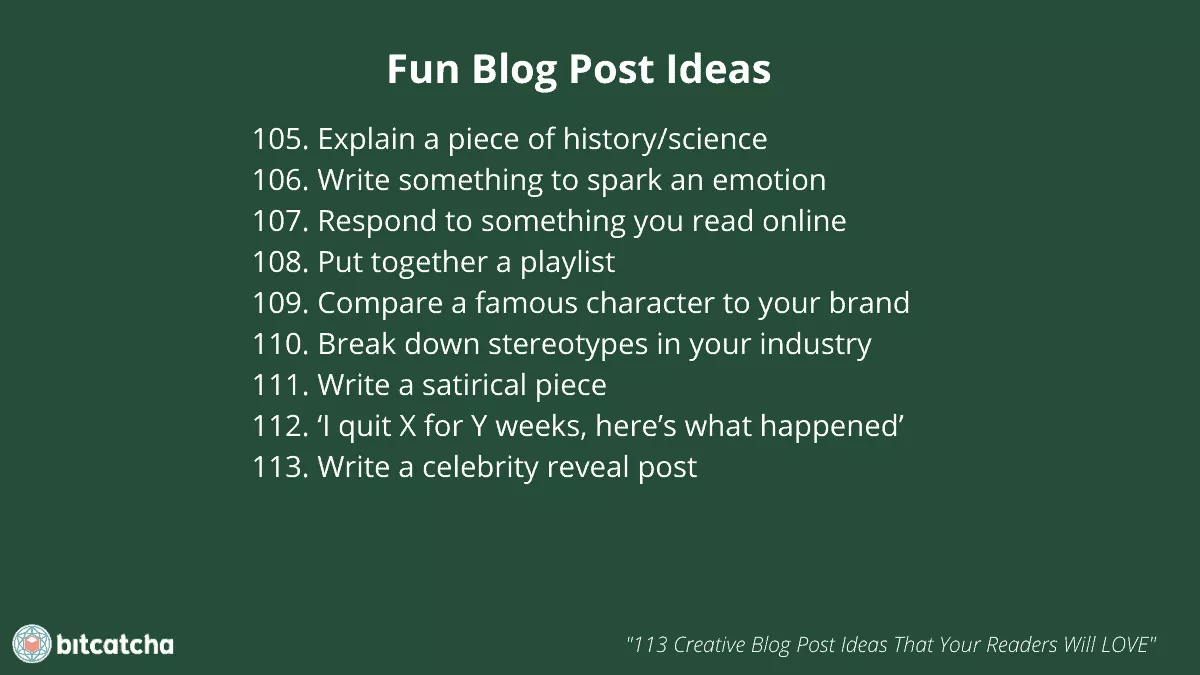 list of 9 fun blog post ideas