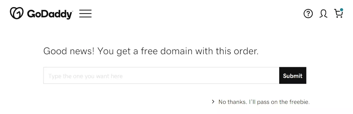 godaddy prompts to create a domain name for free