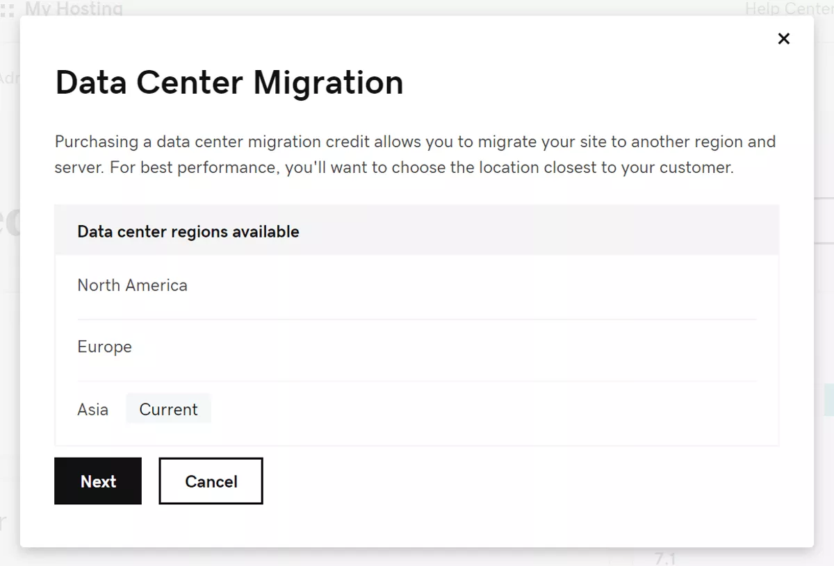 godaddy offer data center migration