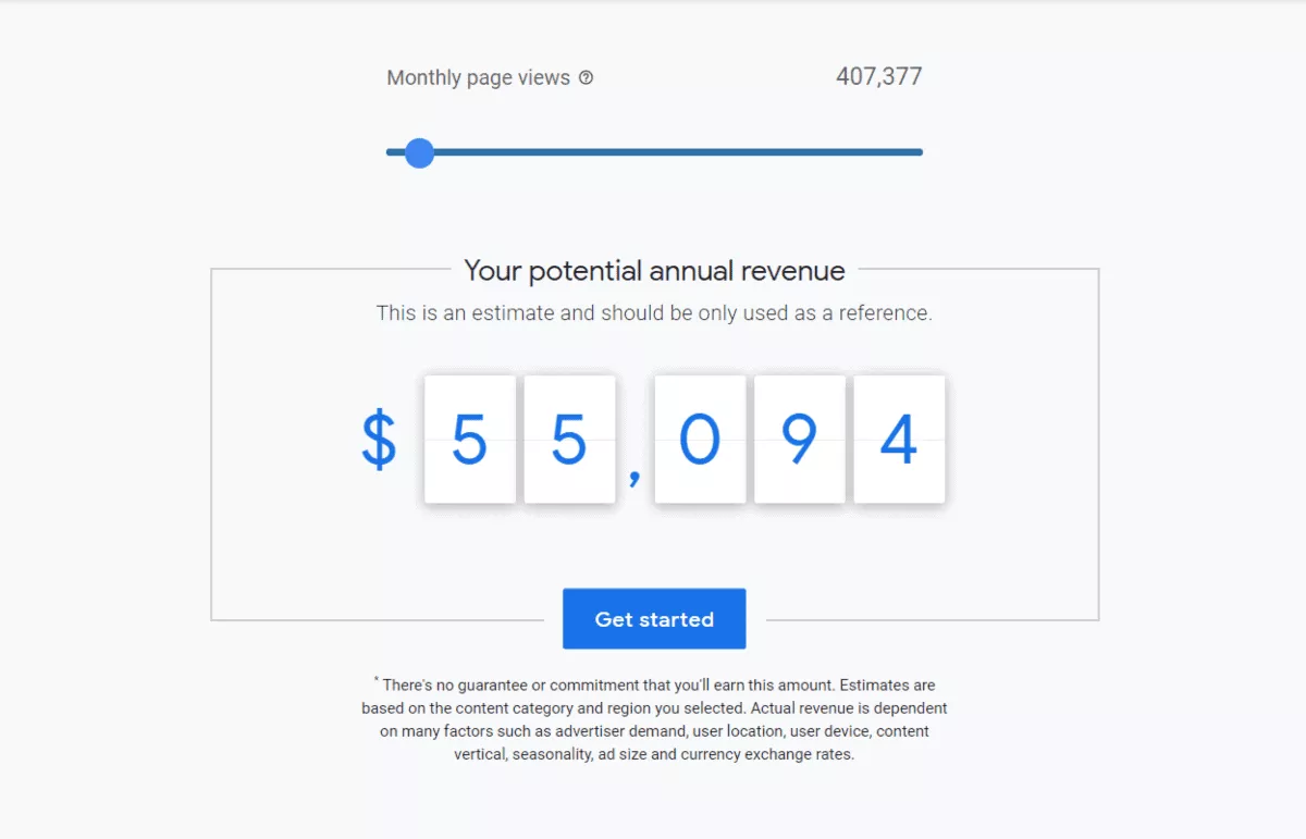 google adsense potential revenue calculator