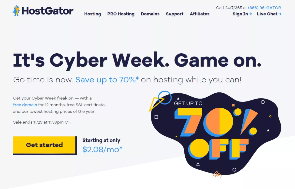 hostgator black friday 2021 75% off shared hosting