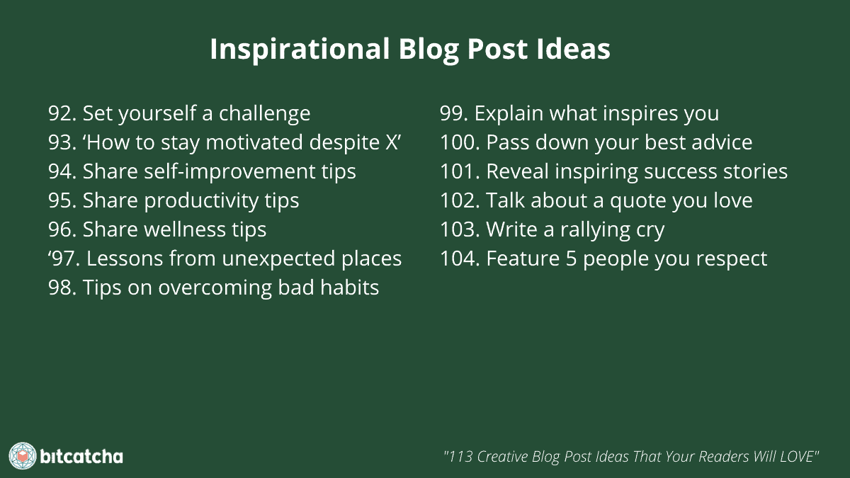list of 13 inspirational blog post ideas