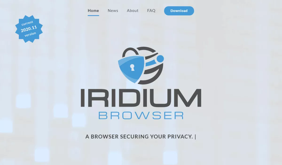 iridium browser homepage