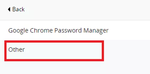 lastpass click other to access import database