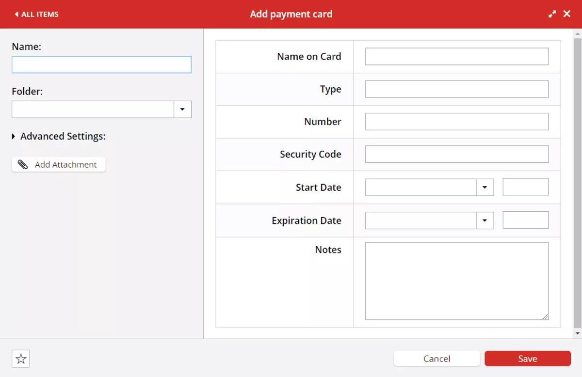 lastpass can store credit card details