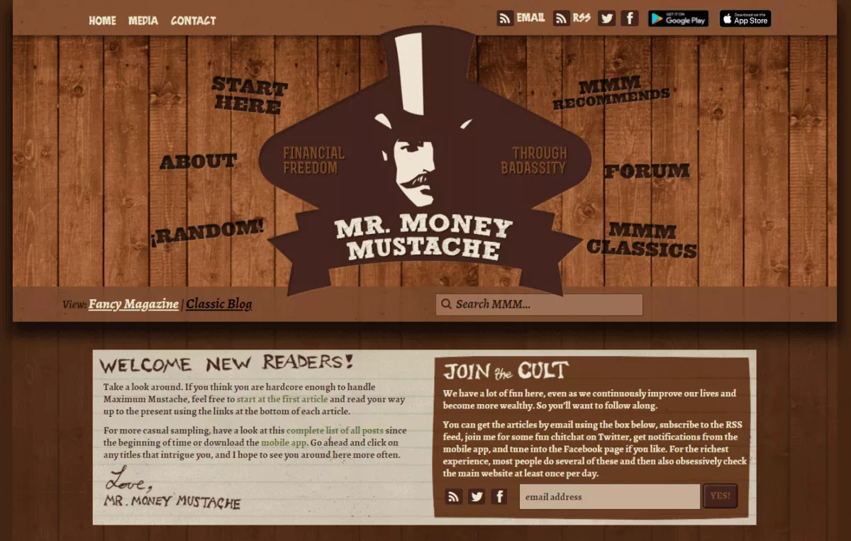 mr money mustache homepage