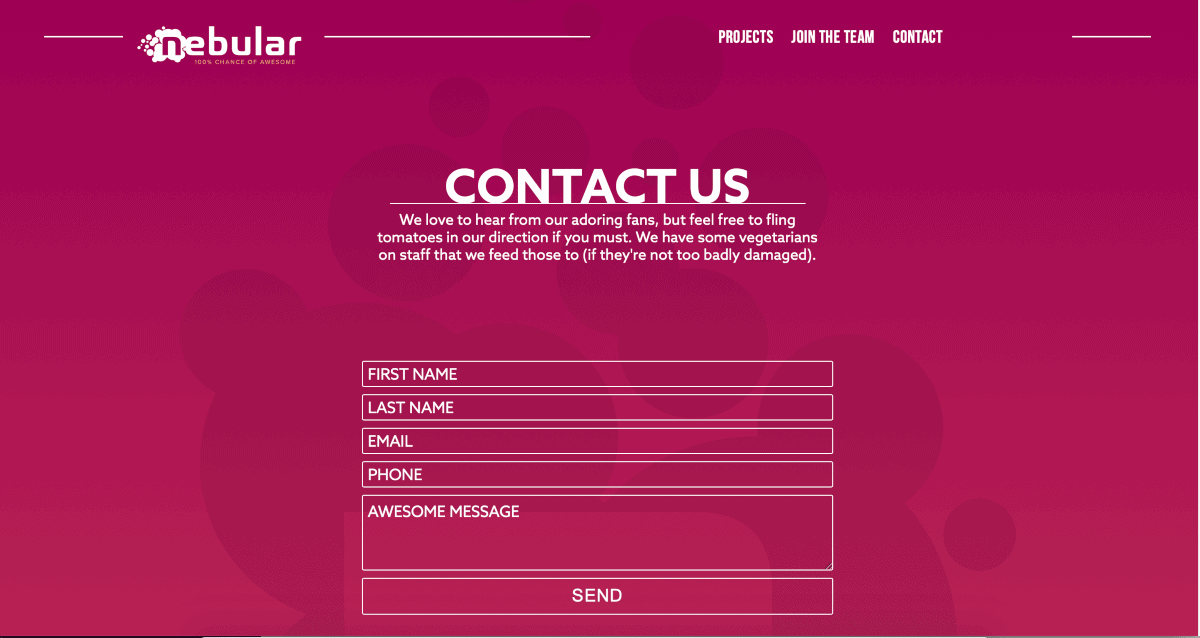 nebular agency contact page