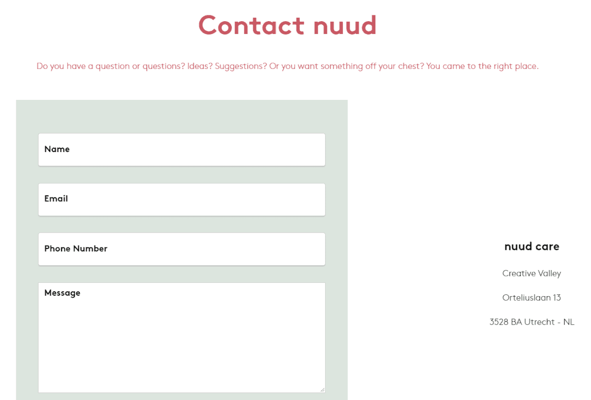 nuudcare contact page