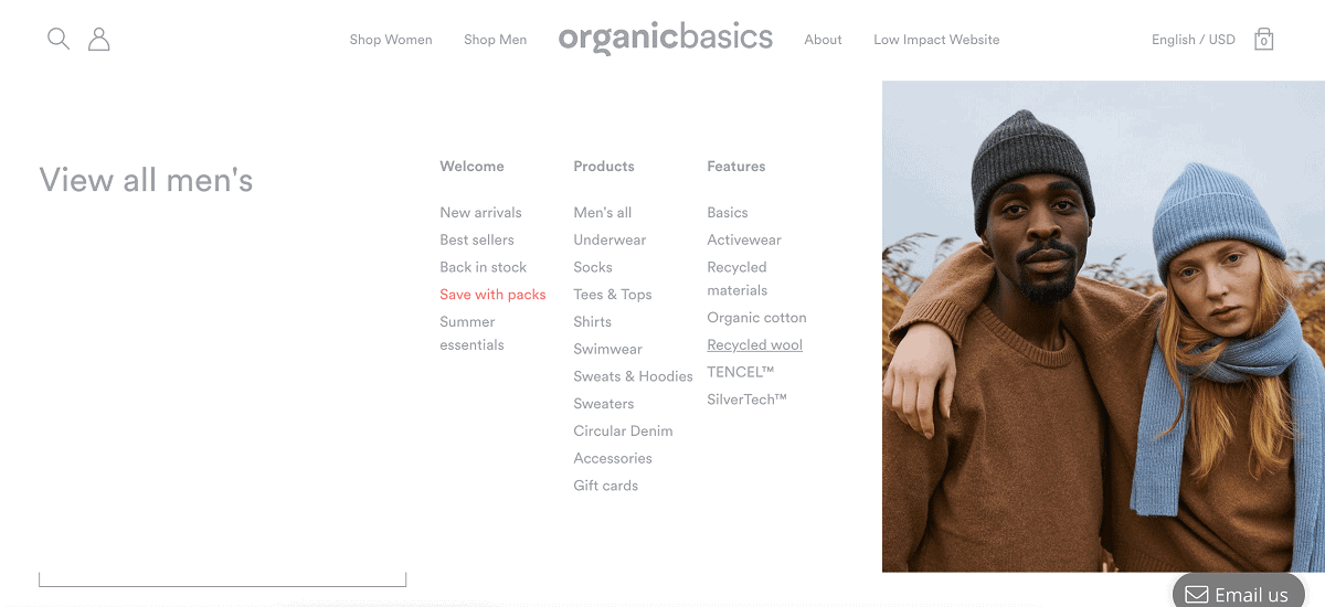 Organic Basics website