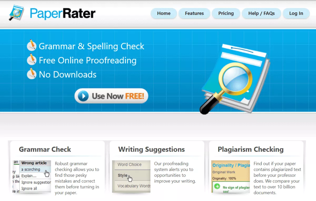paper rater website homepage
