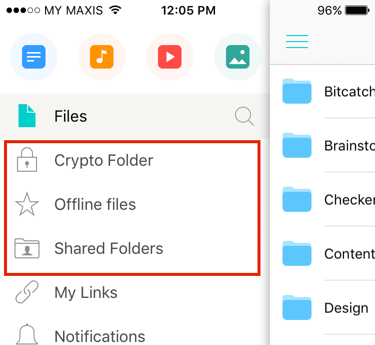 Folders for different purposes
