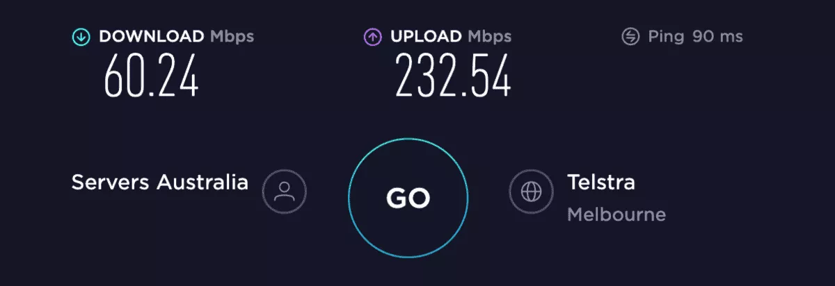 speed test in australia with pia vpn