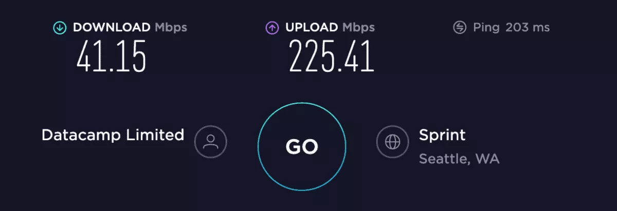 speed test in north america with pia vpn