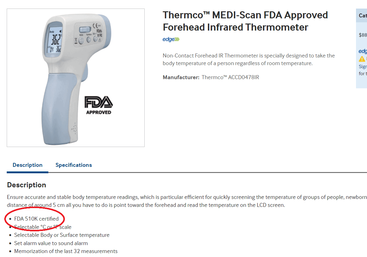 FDA approved thermometer