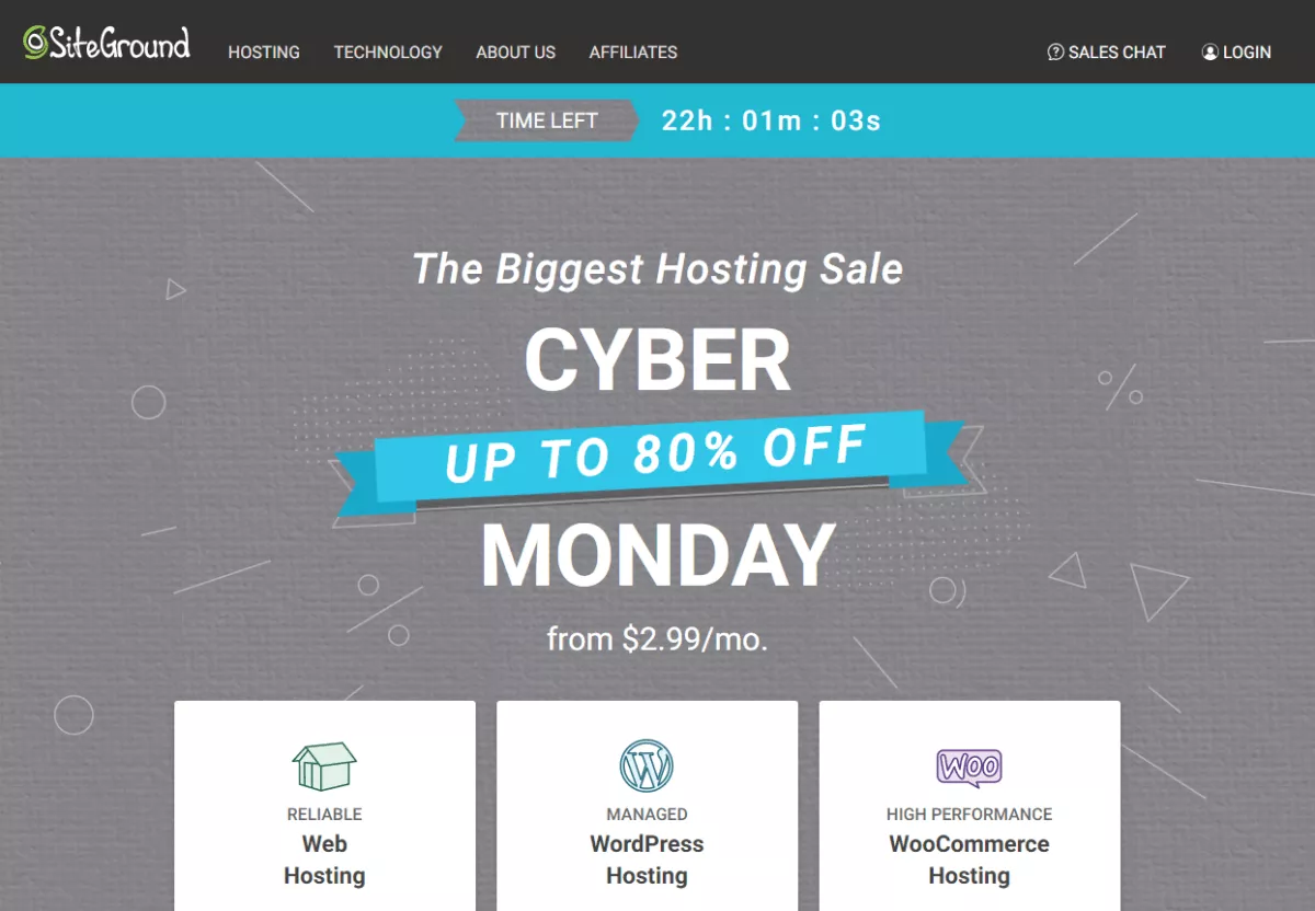 siteground cyber monday 2021 80% OFF