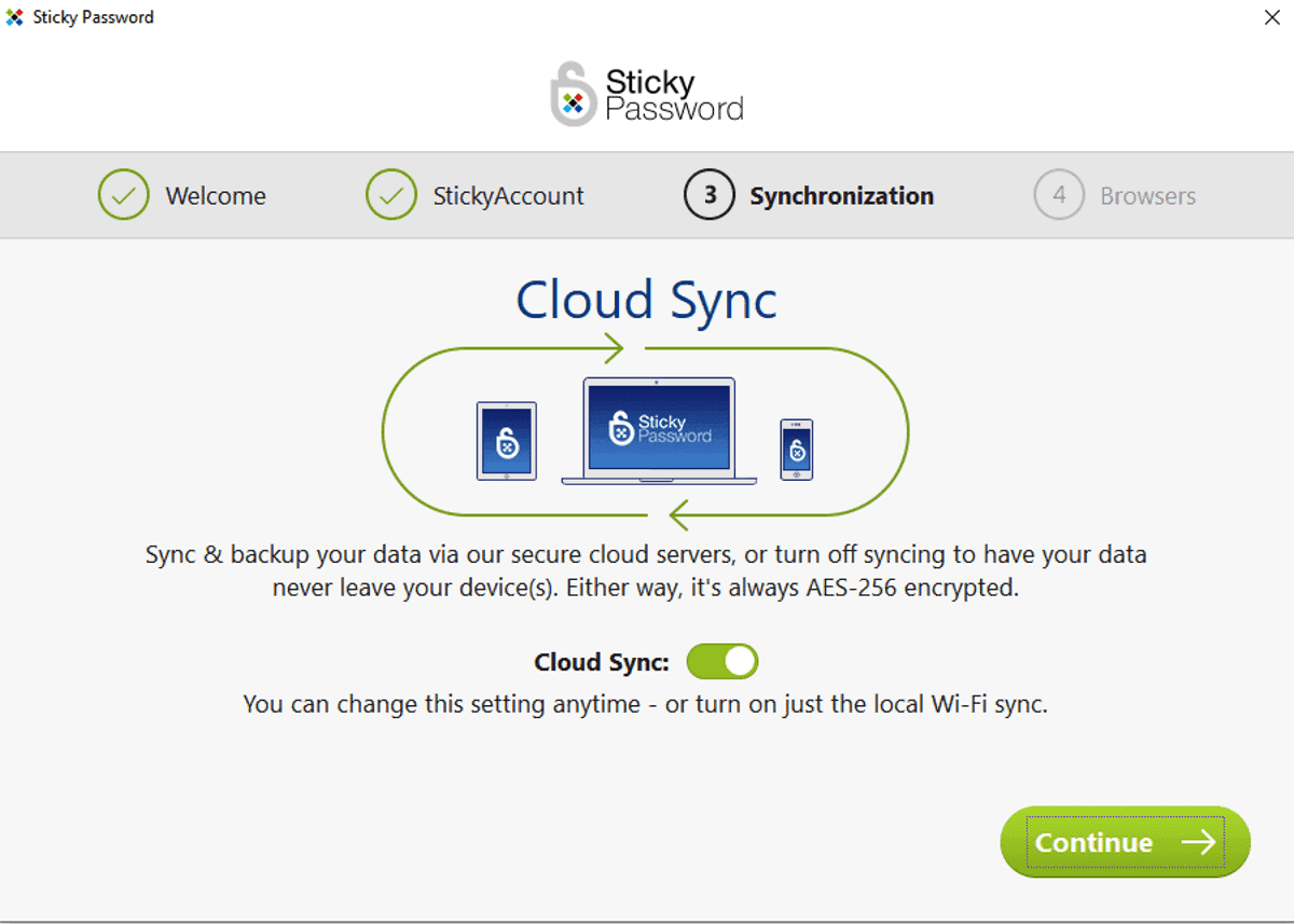 sticky password cloud sync to share passwords across all devices
