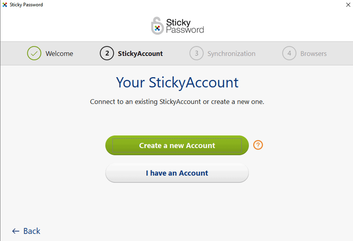 sticky password prompts to create account
