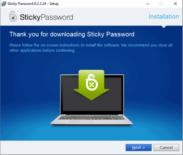 sticky password step by step installation