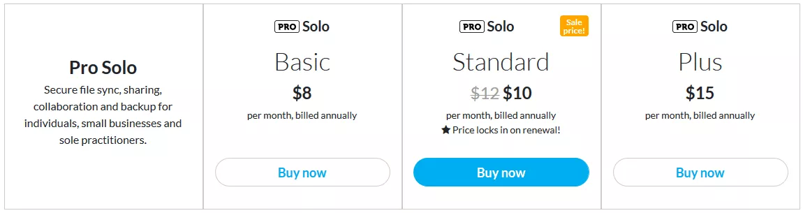 Sync.com Personal Plans & Pricing