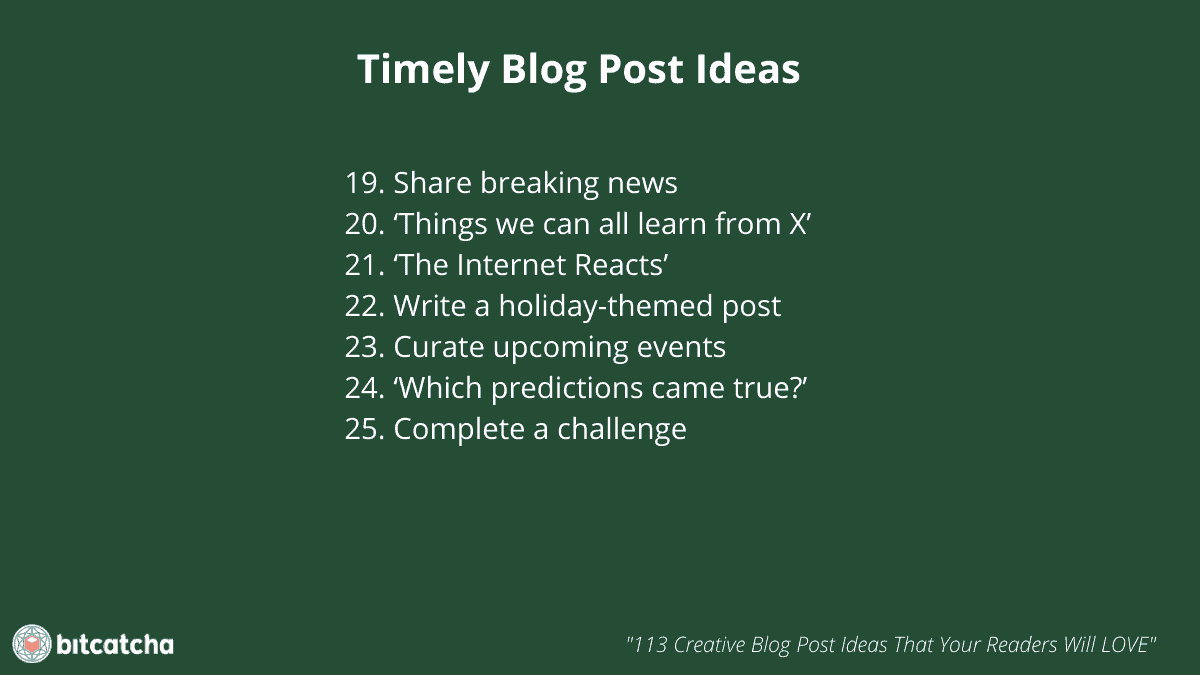 list of 7 timely blog post ideas