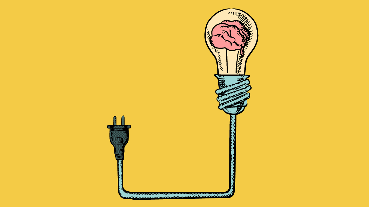 lightbulb containing a brain unplugged