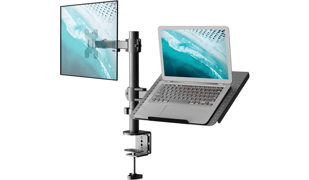 WALI Monitor Stand with Extra Laptop Tray