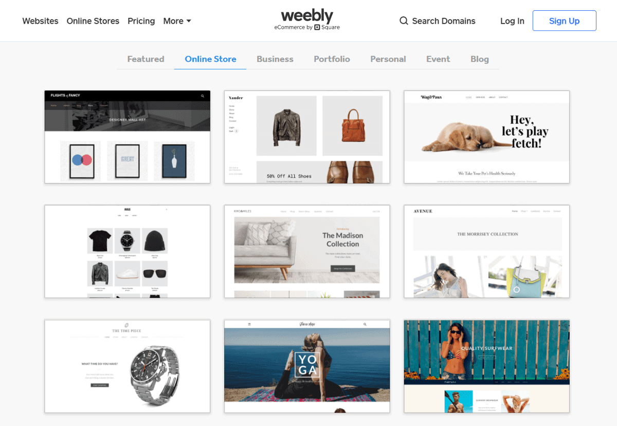 weebly has a mixed of free and paid themes