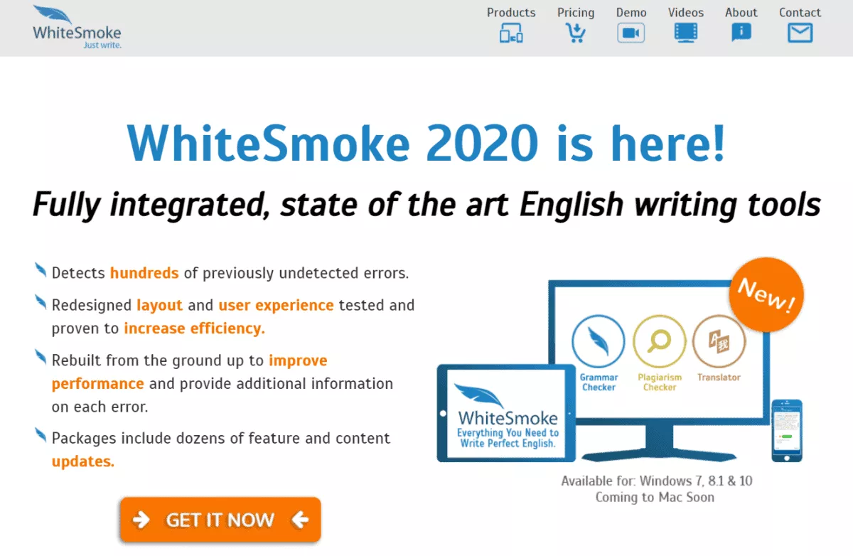 whitesmoke grammar checker website homepage