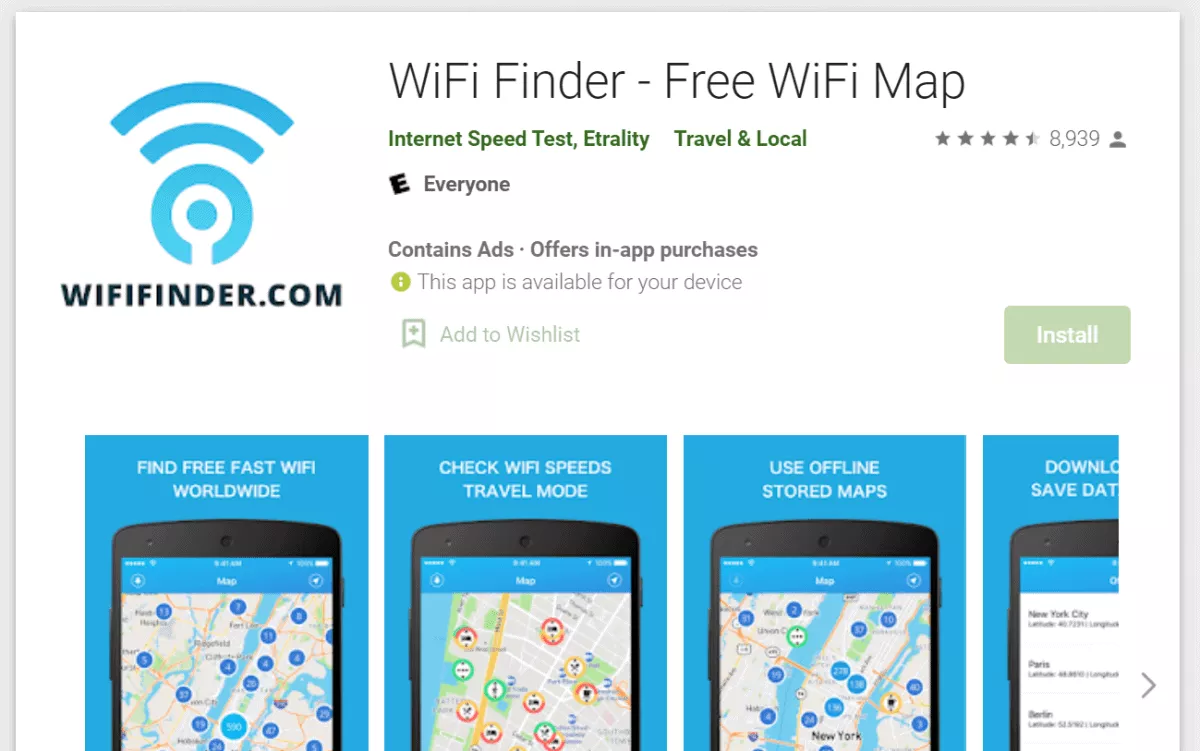 wifi finder app page