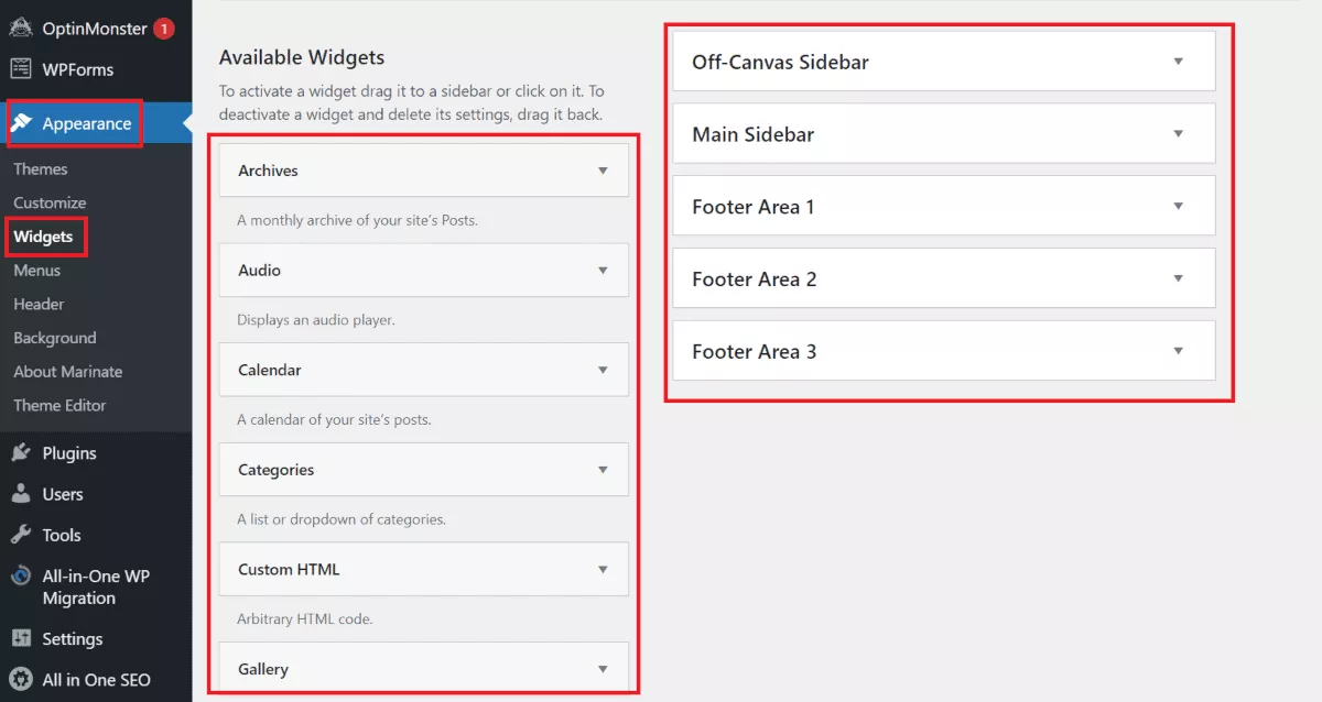 user can add or edit widgets into sidebar