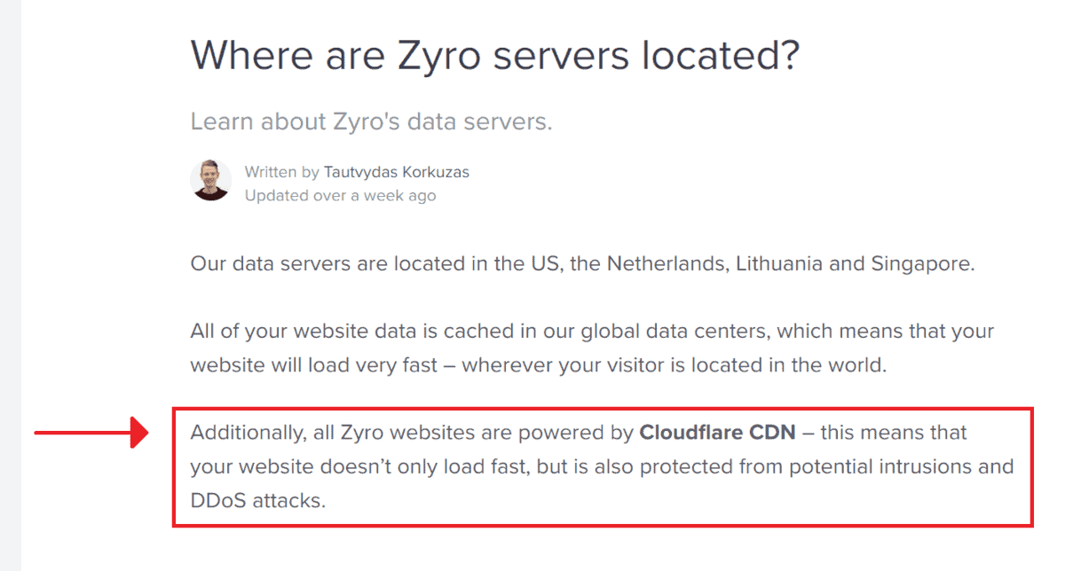 zyro servers are powered by cloudflare cdn